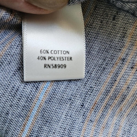 ROWN Men's Lg Long Sleeve Button Down Collar Cotton Blend Shirt Blue Heathered - Picture 9 of 10